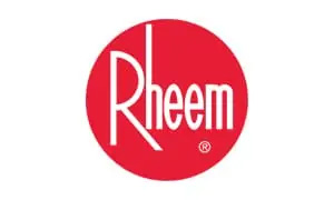 The image shows the Rheem logo, which consists of the word "Rheem" in white, stylized letters on a red circular background. This iconic brand is trusted by many a Sydney plumber for its reliability and performance.