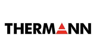 The image shows the logo for Thermann, a popular choice for any Sydney plumber. The word "THERMANN" is written in bold, black capital letters against a white background, with the letter "A" stylized by a red triangular design.